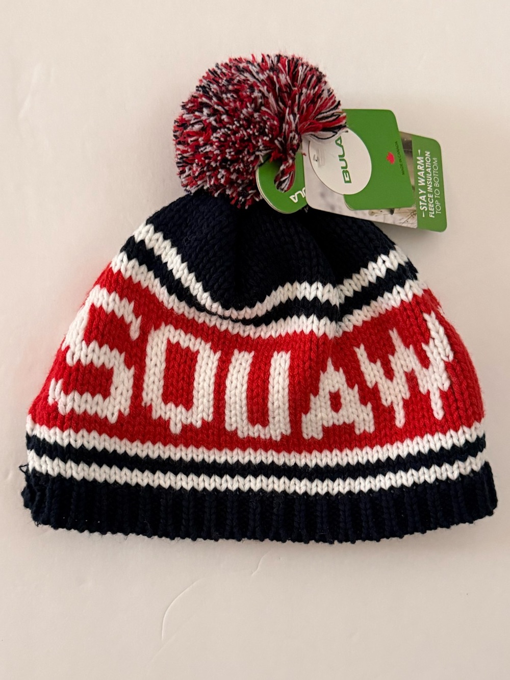 Bula Pom Pom Squaw Valley Tahoe Retro Fleece Lined Beanie NWT